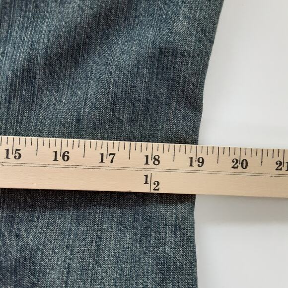 Vintage 90s Gilet Denim Vest Brass Button Military Ruffle Jean Jacket XL Cottage - Picture 8 of 10